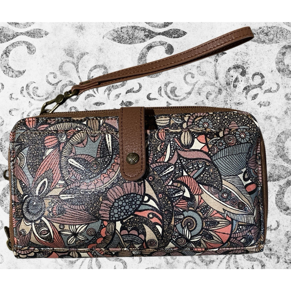 NWOT Sakroots Wristlet Floral Mandala Cards/Zipped Pouch Boho Travel Wallet